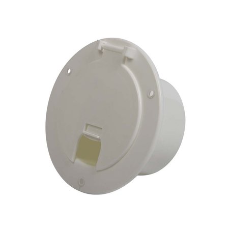 SUPERIOR ELECTRIC Deluxe Round Electric Cable Hatch with Back for 30A & 50A Cords - White RVA1568